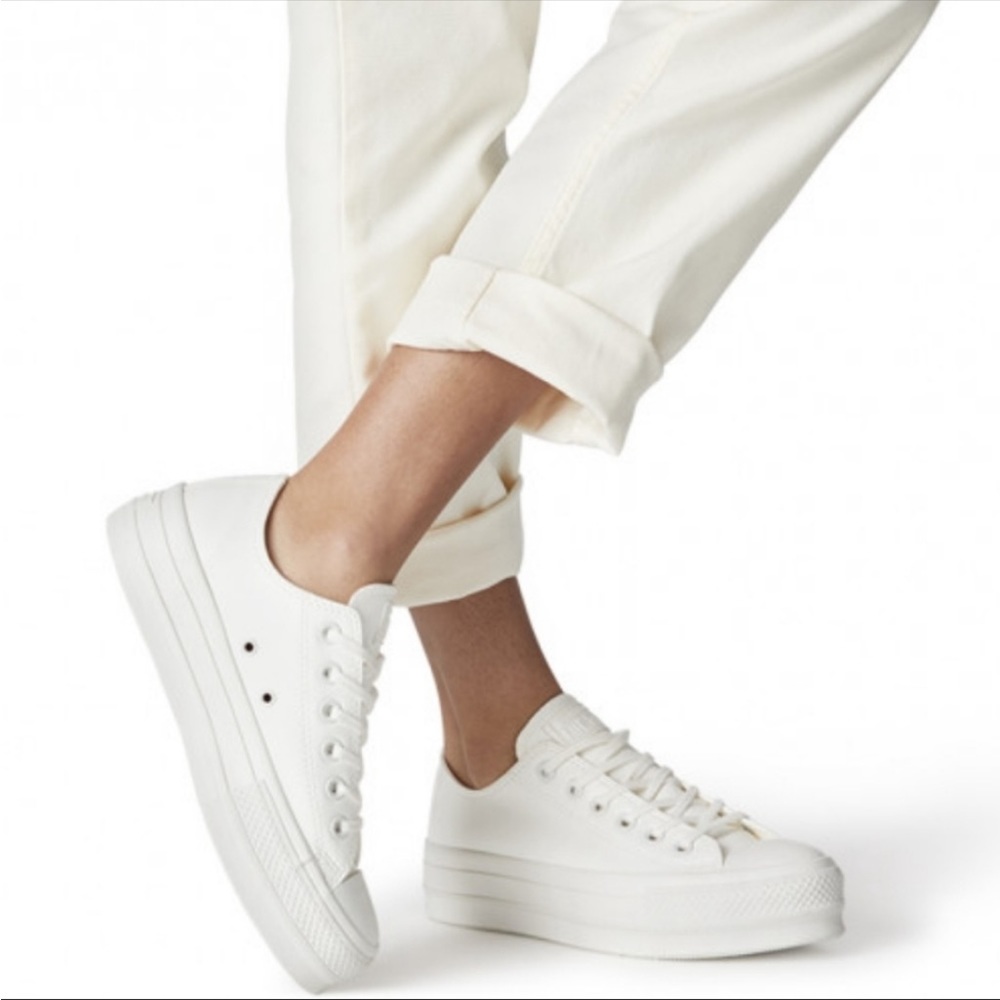 Chuck Taylor All Star Lift Converse White Platform Sneaker Leather Low Top 8